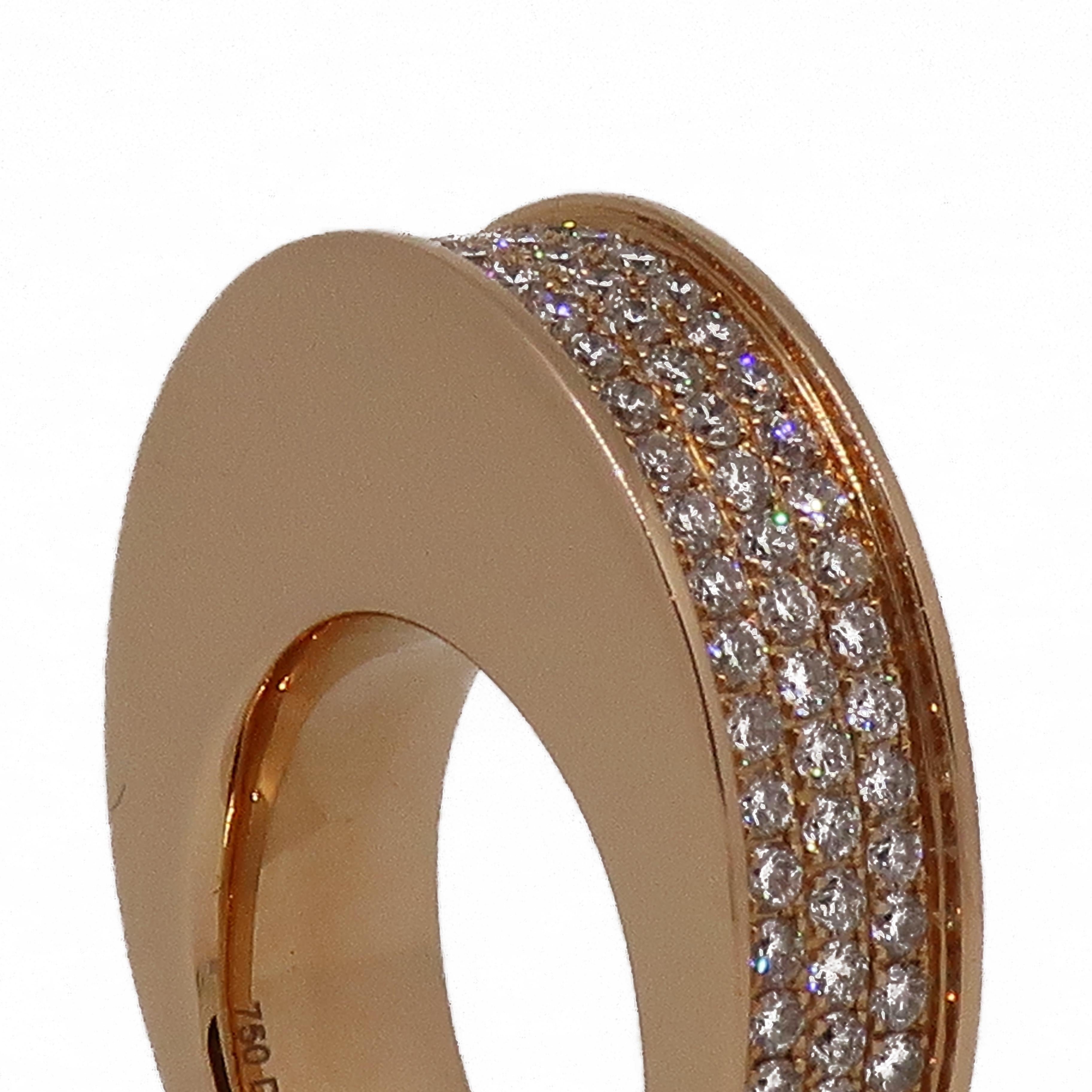 Pave Set Diamond Domed Ring 18 Karat Rose Gold 1.45 Carat In Good Condition For Sale In East Grinstead, GB