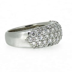 Pave Set Diamond Domed Ring 18 Karat White Gold 1.50 Carat