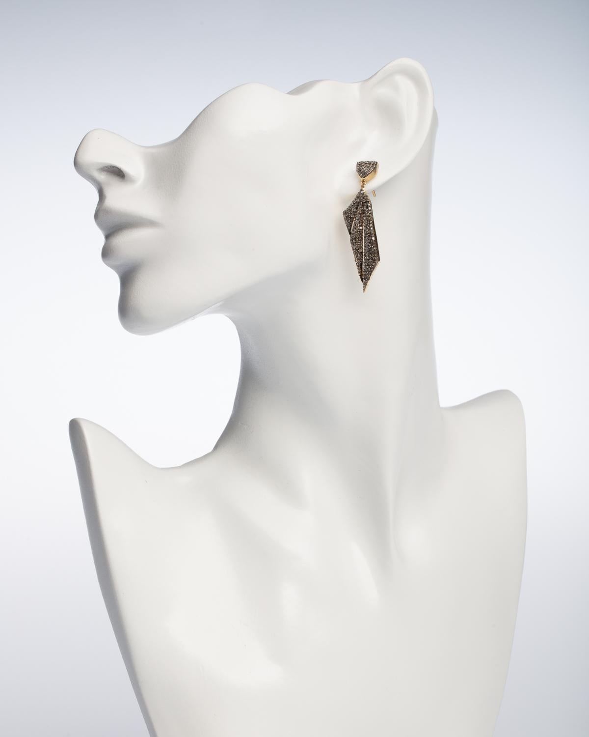 Pave`-Set Diamond Drop Earrings In Excellent Condition In Nantucket, MA