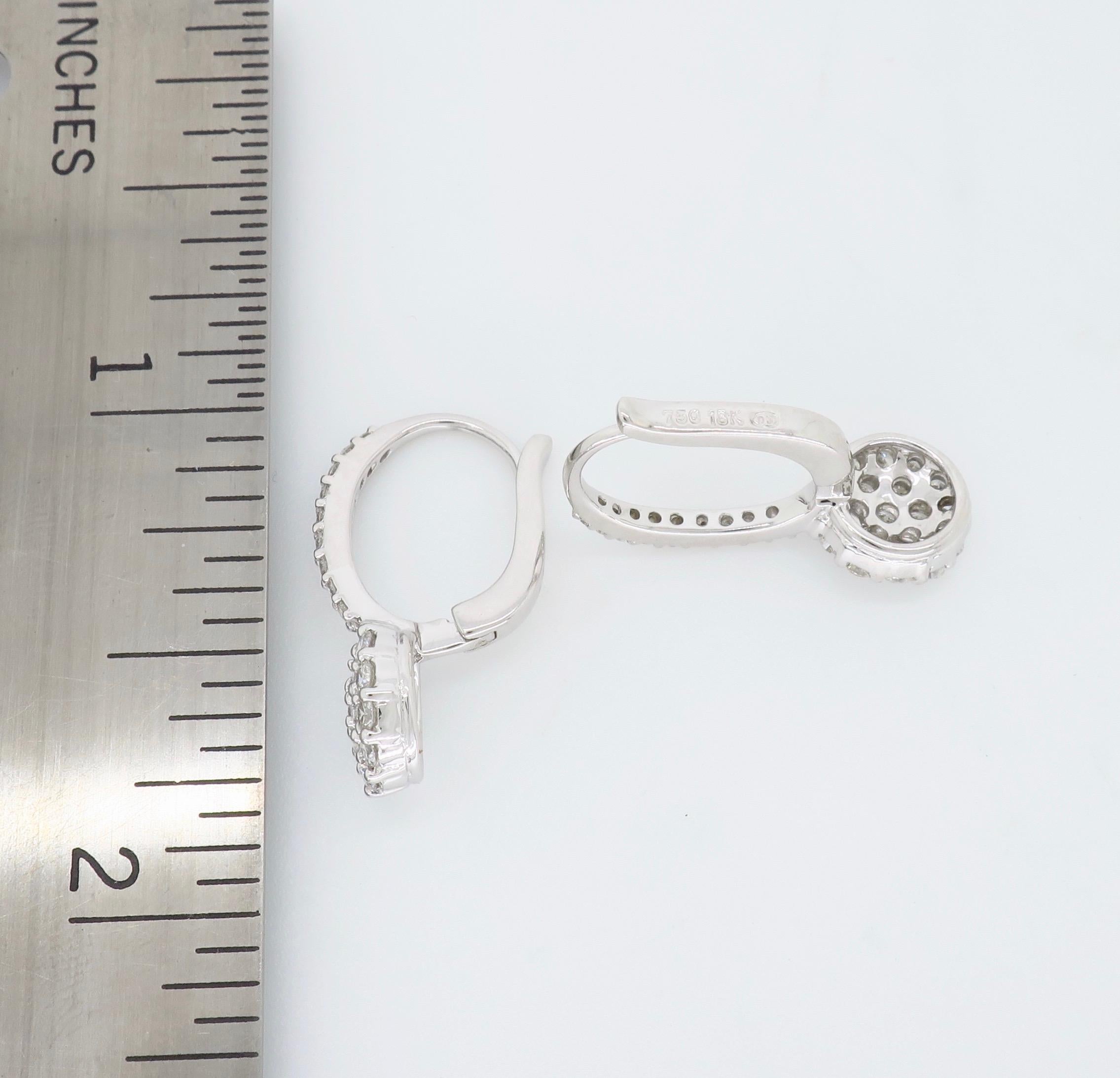 Pave Set Diamond Drop Earrings In New Condition In Webster, NY