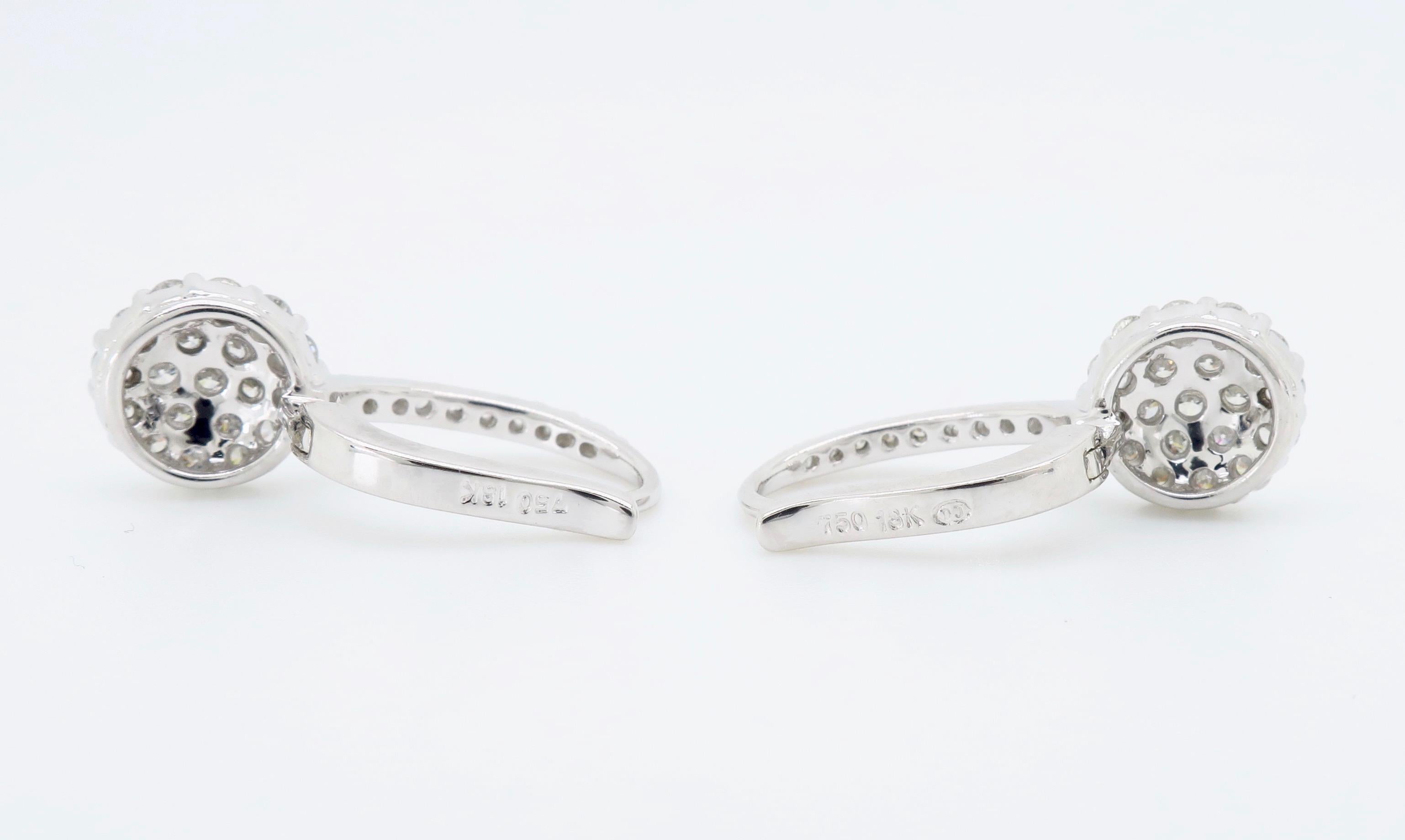 Women's or Men's Pave Set Diamond Drop Earrings