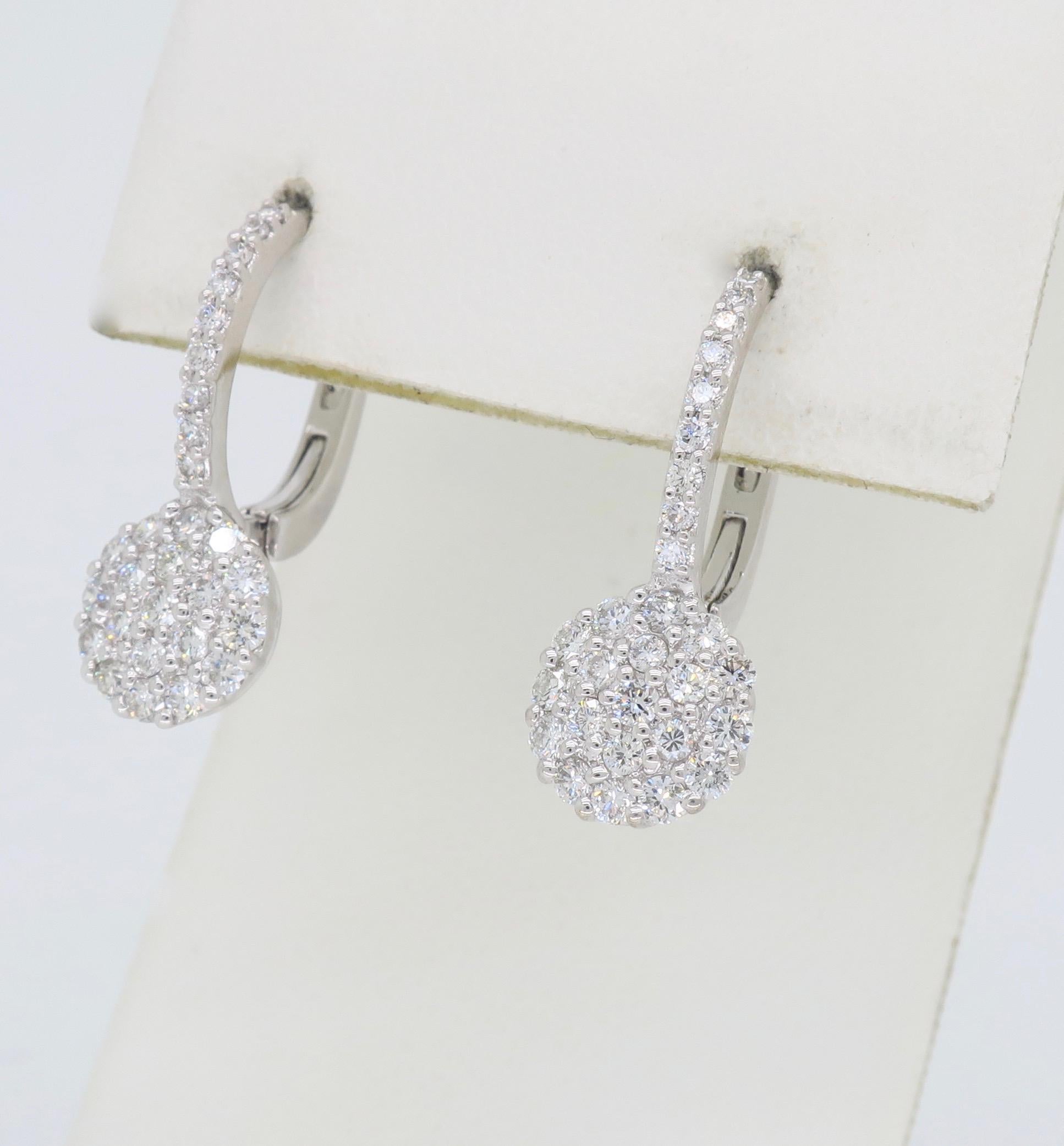 Pave Set Diamond Drop Earrings 1