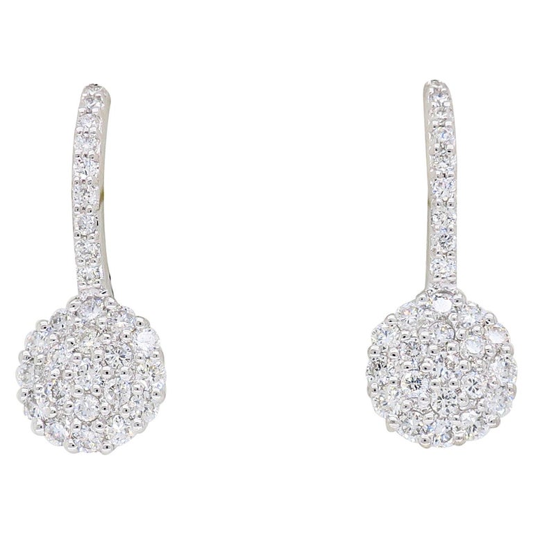 Pave Set Diamond Drop Earrings at 1stDibs