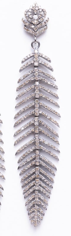 Pave` Set Diamond Feather Earrings