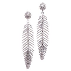 Pave` Set Diamond Feather Earrings