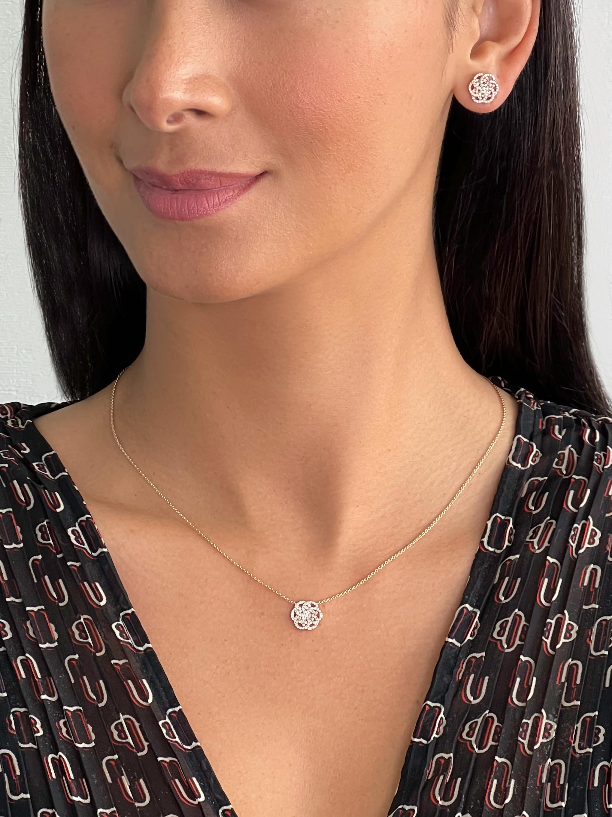 tiny dira pendant necklace in white diamond and tiny dira stud earrings in white diamond