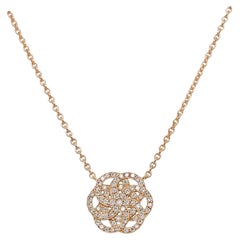 Antique Pave Set Diamond Flower of Life Pendant in 18k Rose Gold