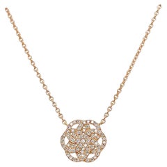 Pave Set Diamond Flower of Life Pendant in 18k Rose Gold