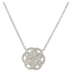 Antique Pave Set Diamond Flower of Life Pendant in 18k White Gold