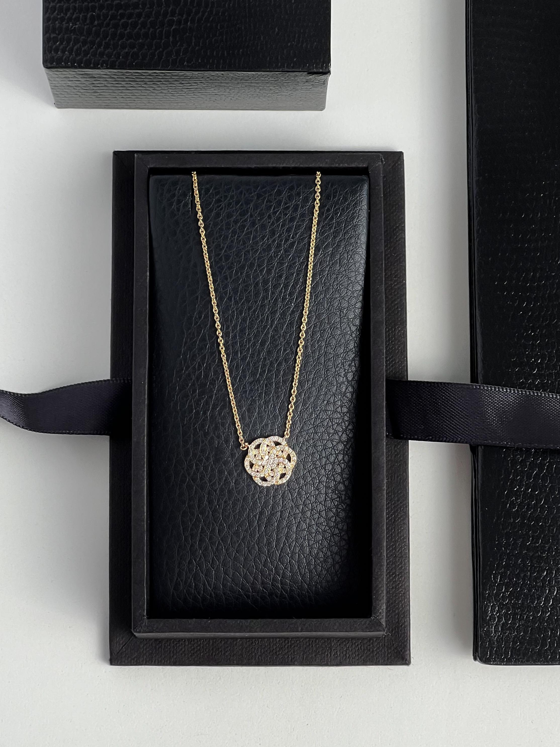 Women's Pave Set Diamond Flower of Life Pendant in 18k Yellow Gold For Sale
