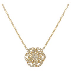 Pave Set Diamond Flower of Life Pendant in 18k Yellow Gold