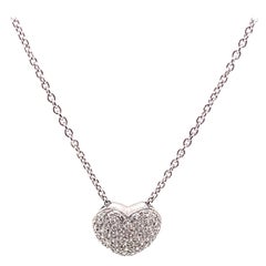 Pave Set Diamant Herz Anhänger Halskette 18k Weißgold
