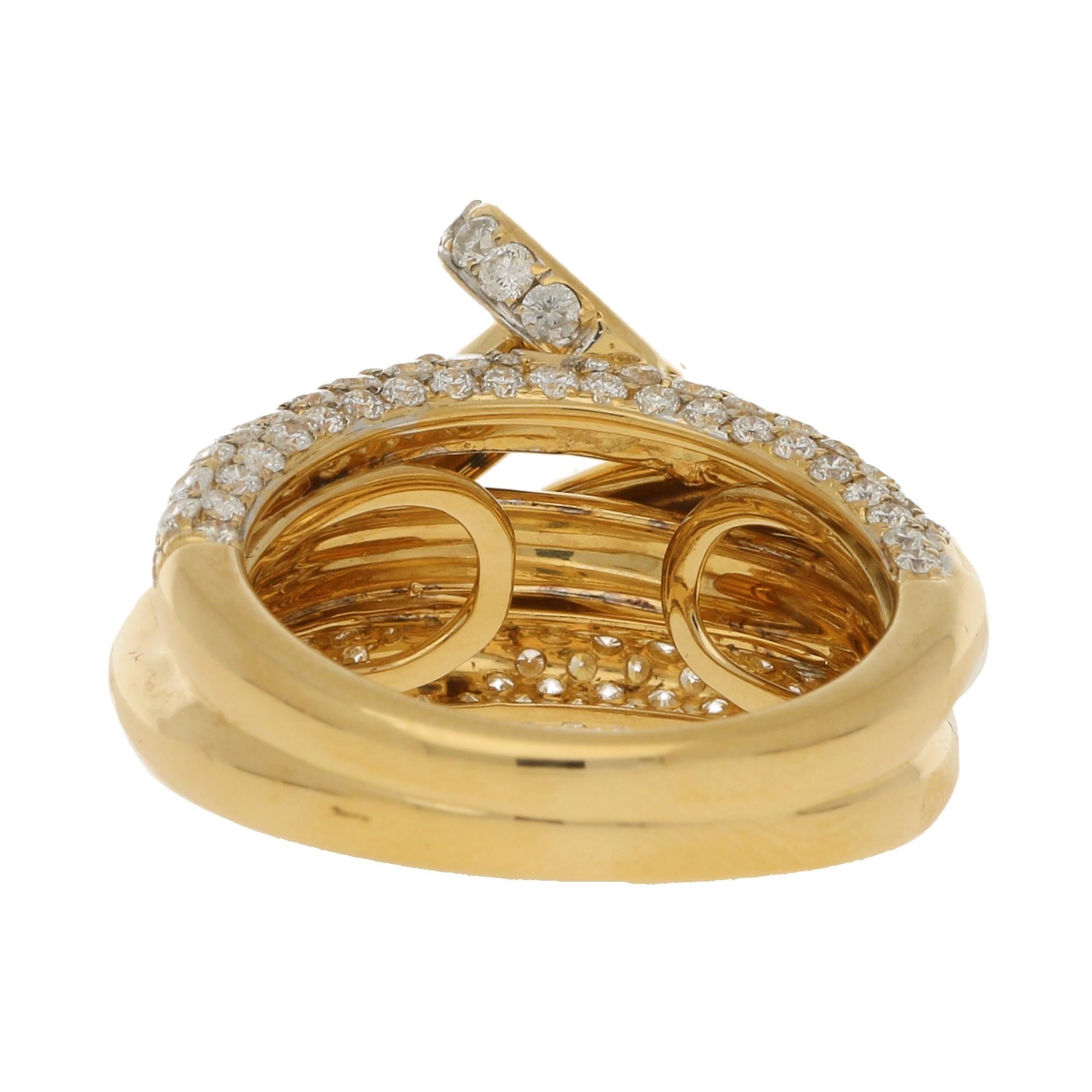 Pave Set Diamond Nail Ring in 18 Carat Yellow Gold 1.97 Carat In Good Condition For Sale In London, GB