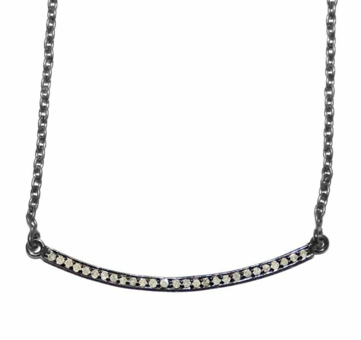Pave Set Diamond Necklace Sterling Silver Fine Jewelry Verlobungshalskette Geschenk. im Zustand „Neu“ im Angebot in Chicago, IL