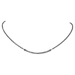 Pave Set Diamond Necklace Sterling Silver Fine Jewelry Engagement Necklace Gift.