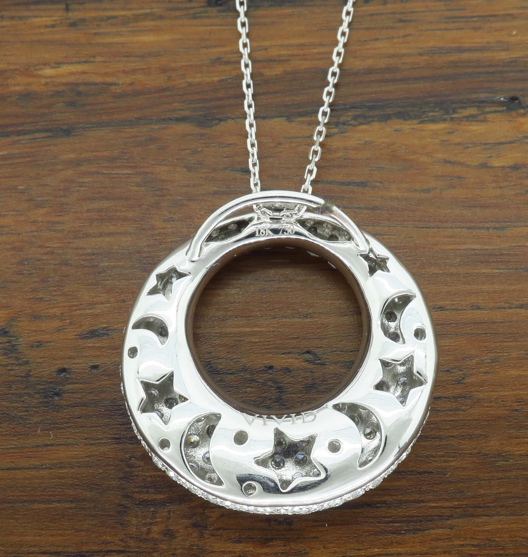 Women's or Men's Pave Set Diamond Open Circle Necklace