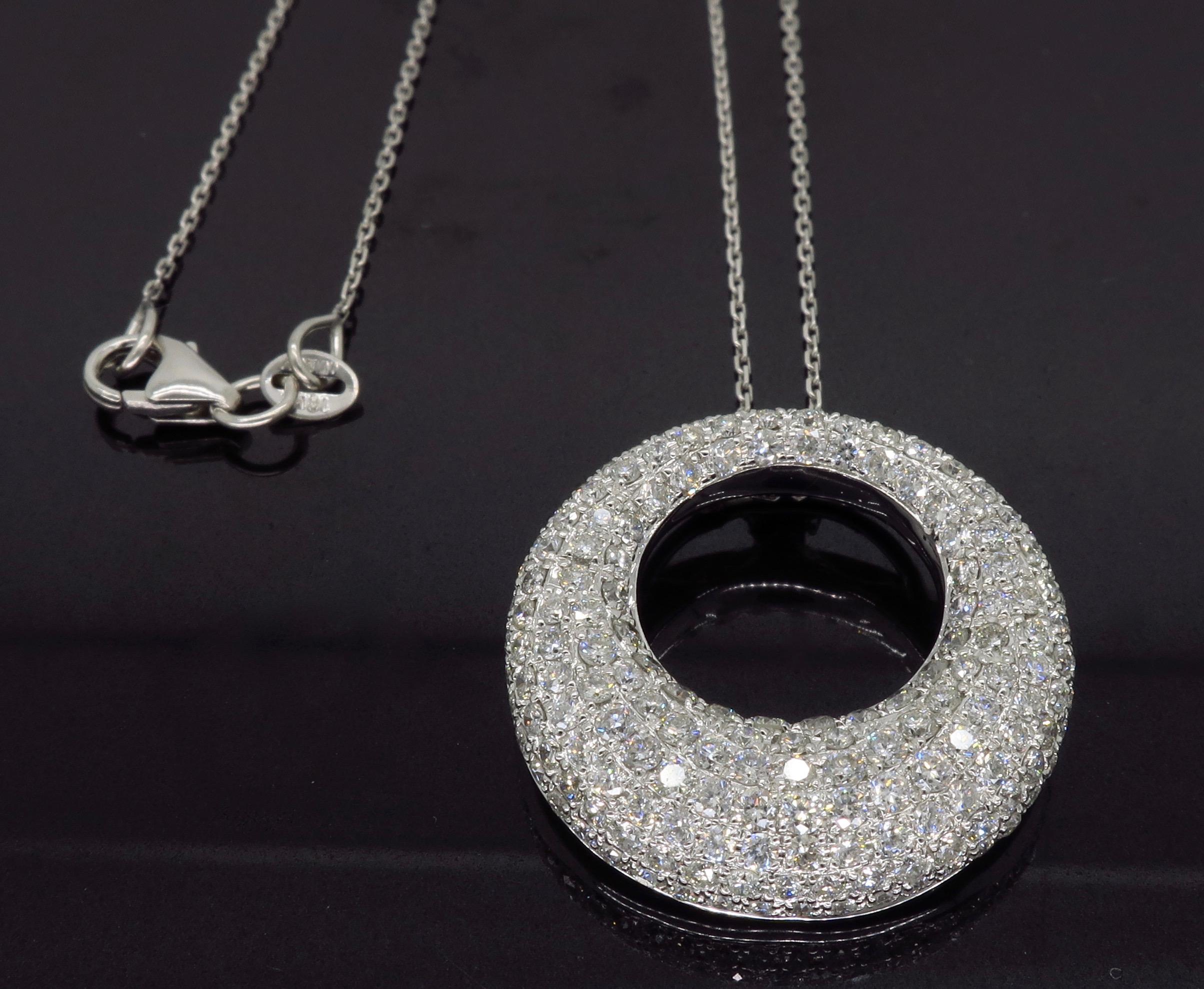 Pave Set Diamond Open Circle Necklace 1