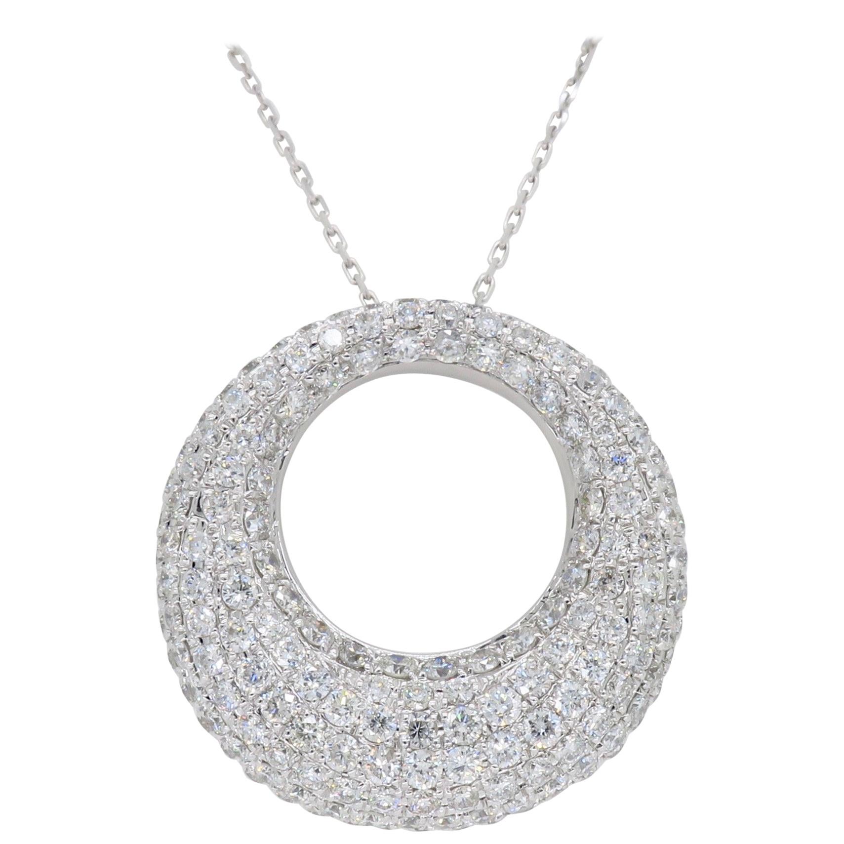 Pave Set Diamond Open Circle Necklace