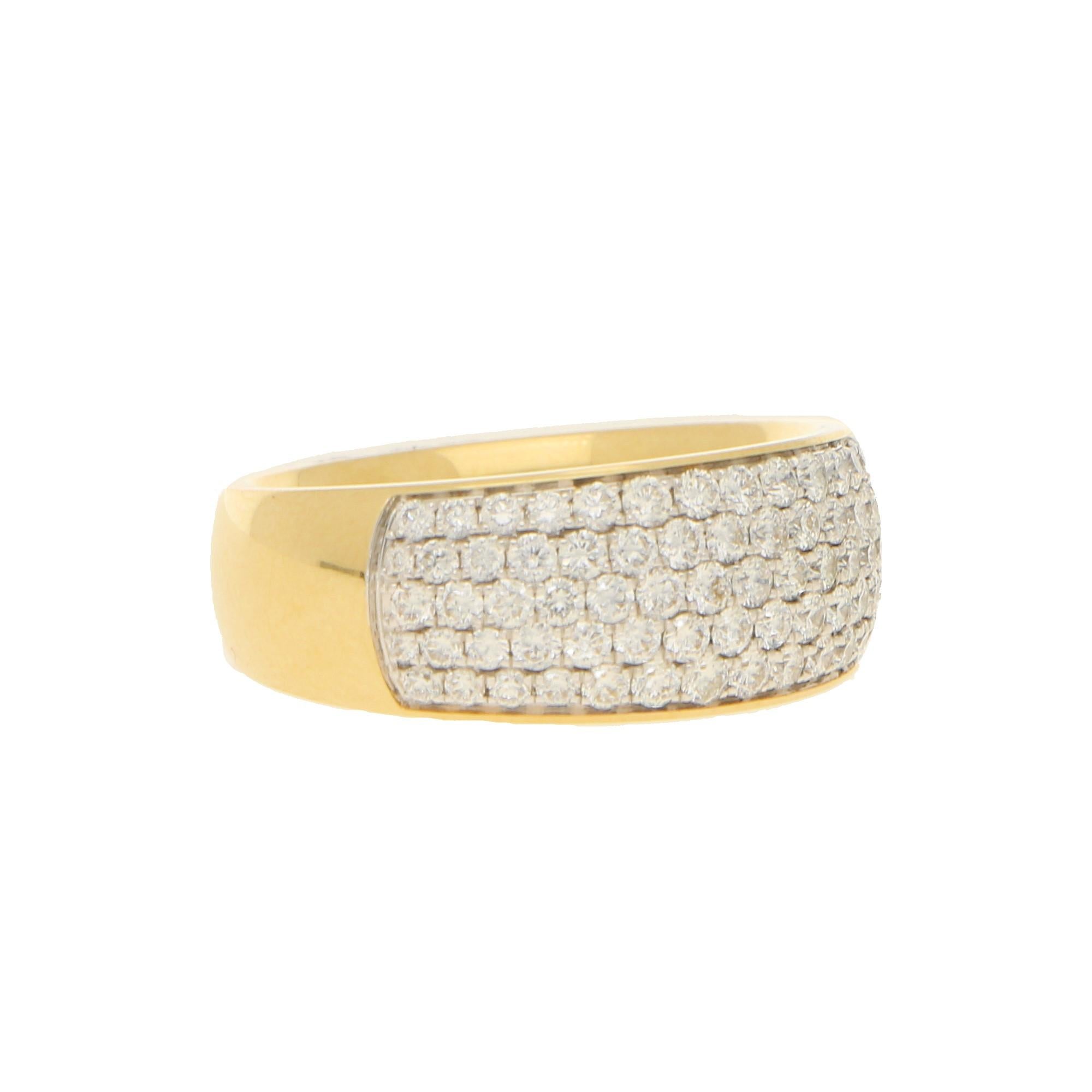 Contemporary Pave Set Diamond Ring in 18 Carat Yellow Gold 1.10ct