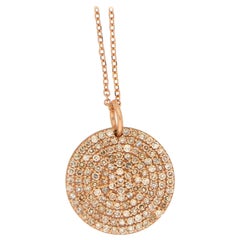 Pave-Set Diamond Roundel Pendant in 14 Karat Rose Gold