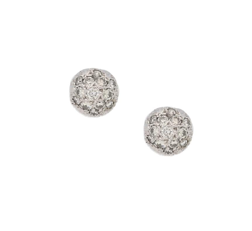 Round Cut Vintage Diamond Stud Earrings in 14ct White Gold 0.50cts