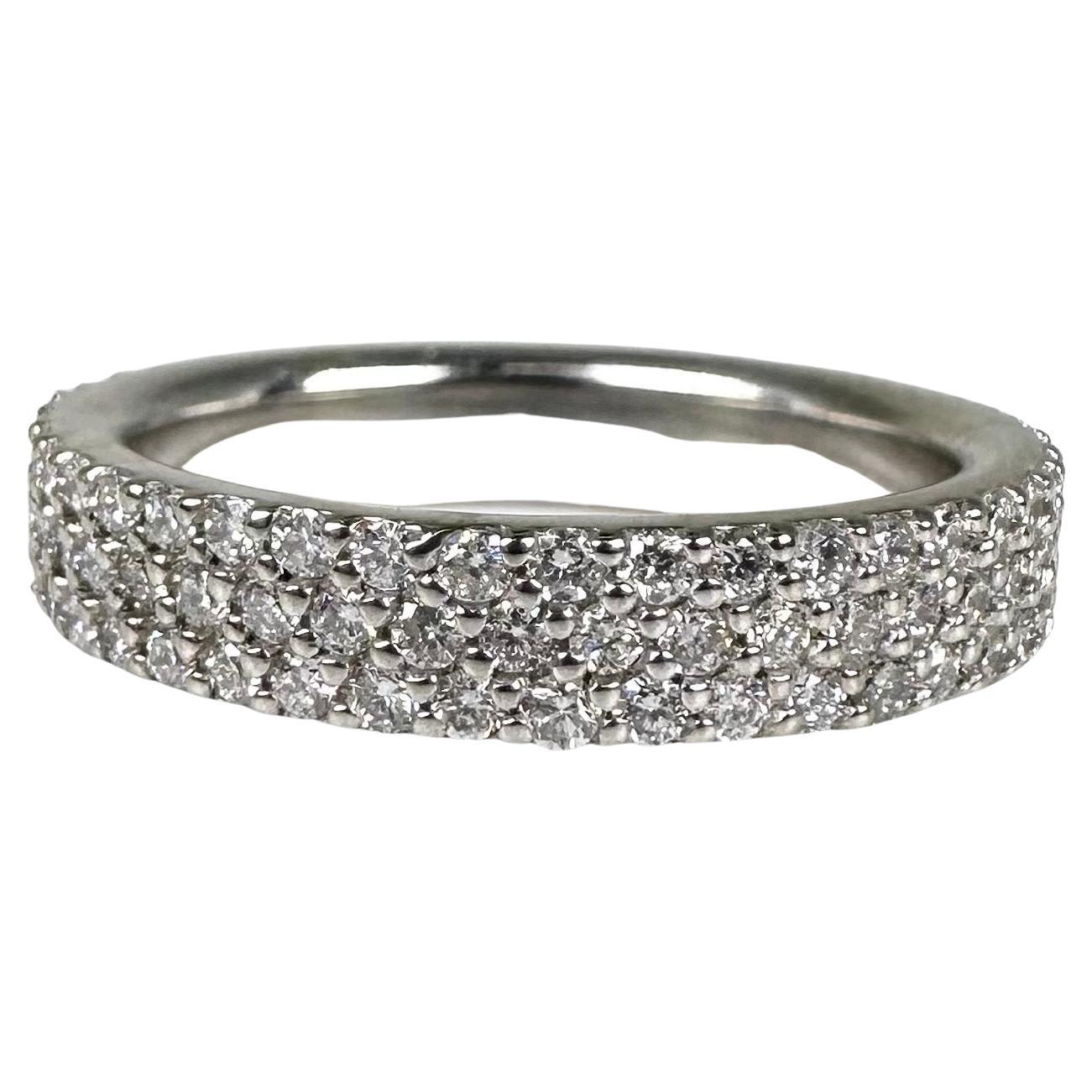 Pave set diamond wedding band 14KT gold 1.26ct diamond ring For Sale