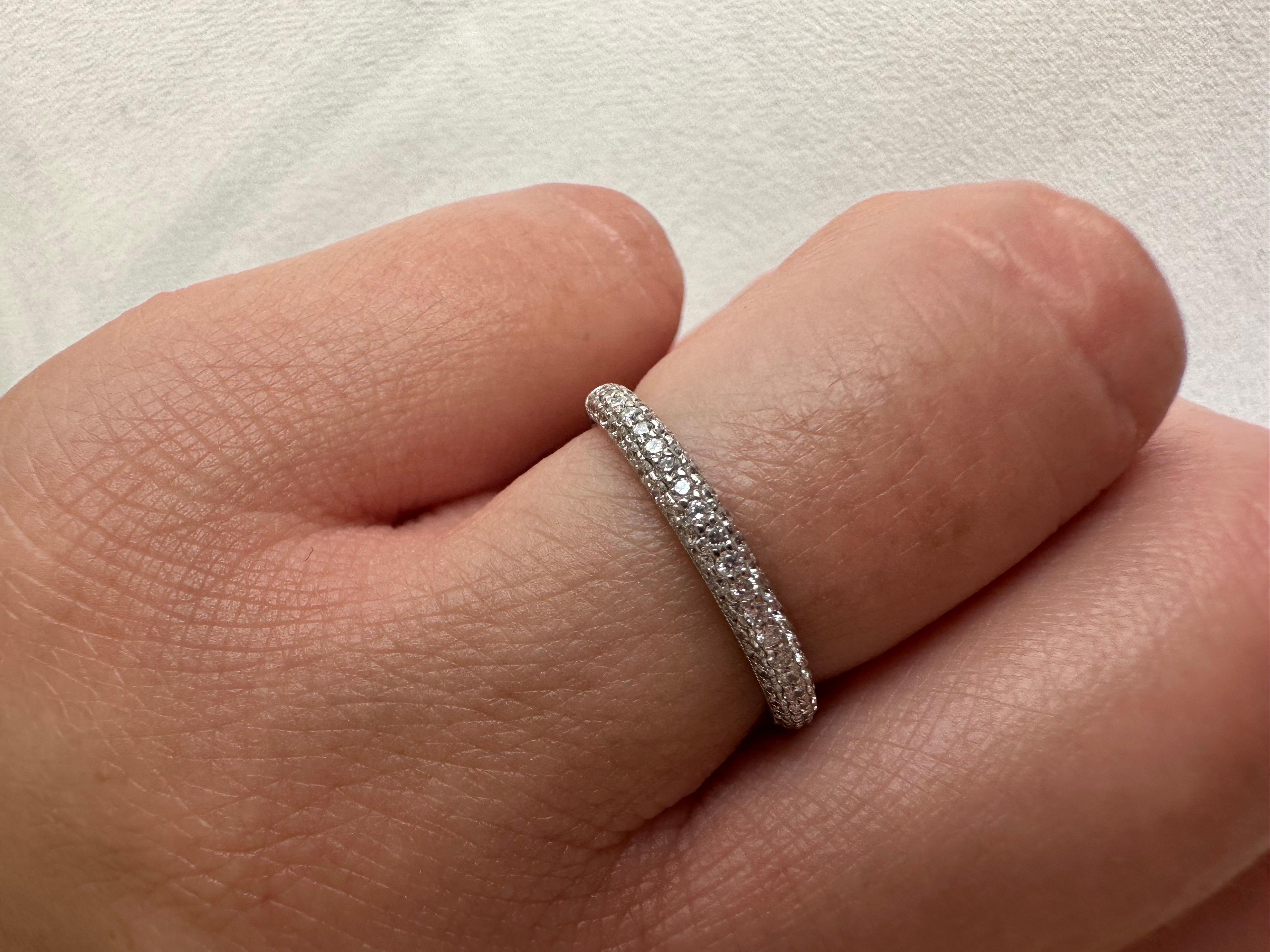 Women's or Men's Pave set diamond wedding band 18KT white gold diamond ring  For Sale