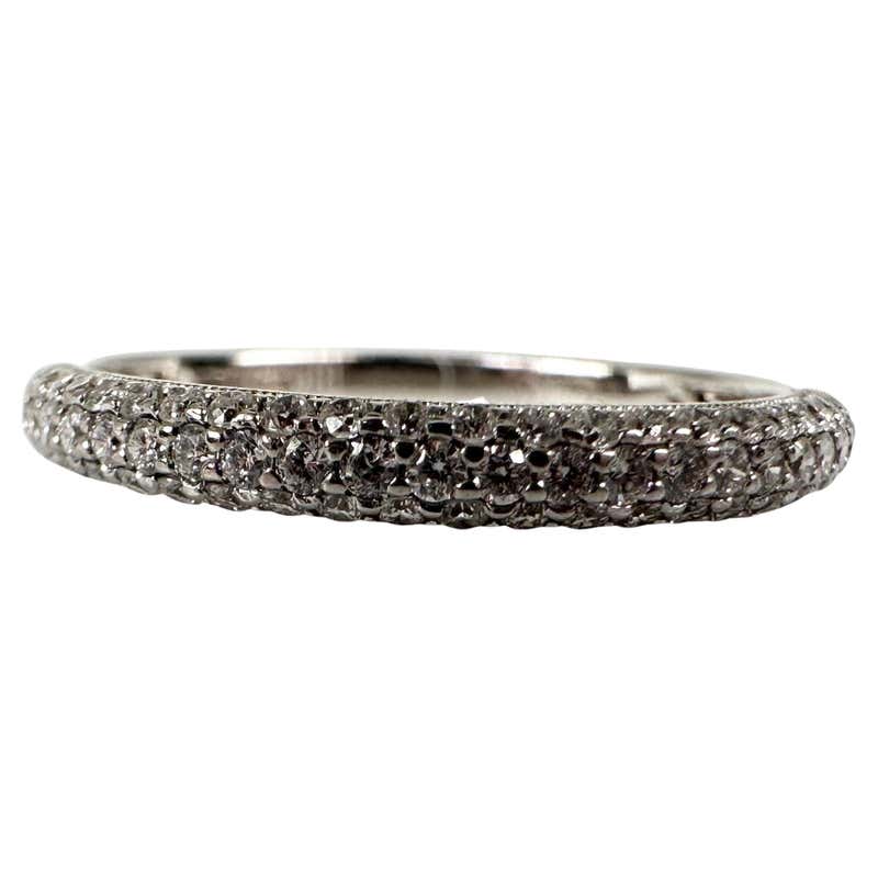 18 Karat White Gold Diamond Pave Wedding Band Ring For Sale at 1stDibs ...