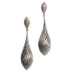 Pave`-Set Faceted Diamond Dangle Earrings