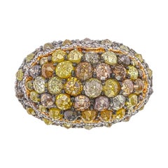 Pavé-Set Fancy Color Diamond Dome Ring in 18K Rose Gold