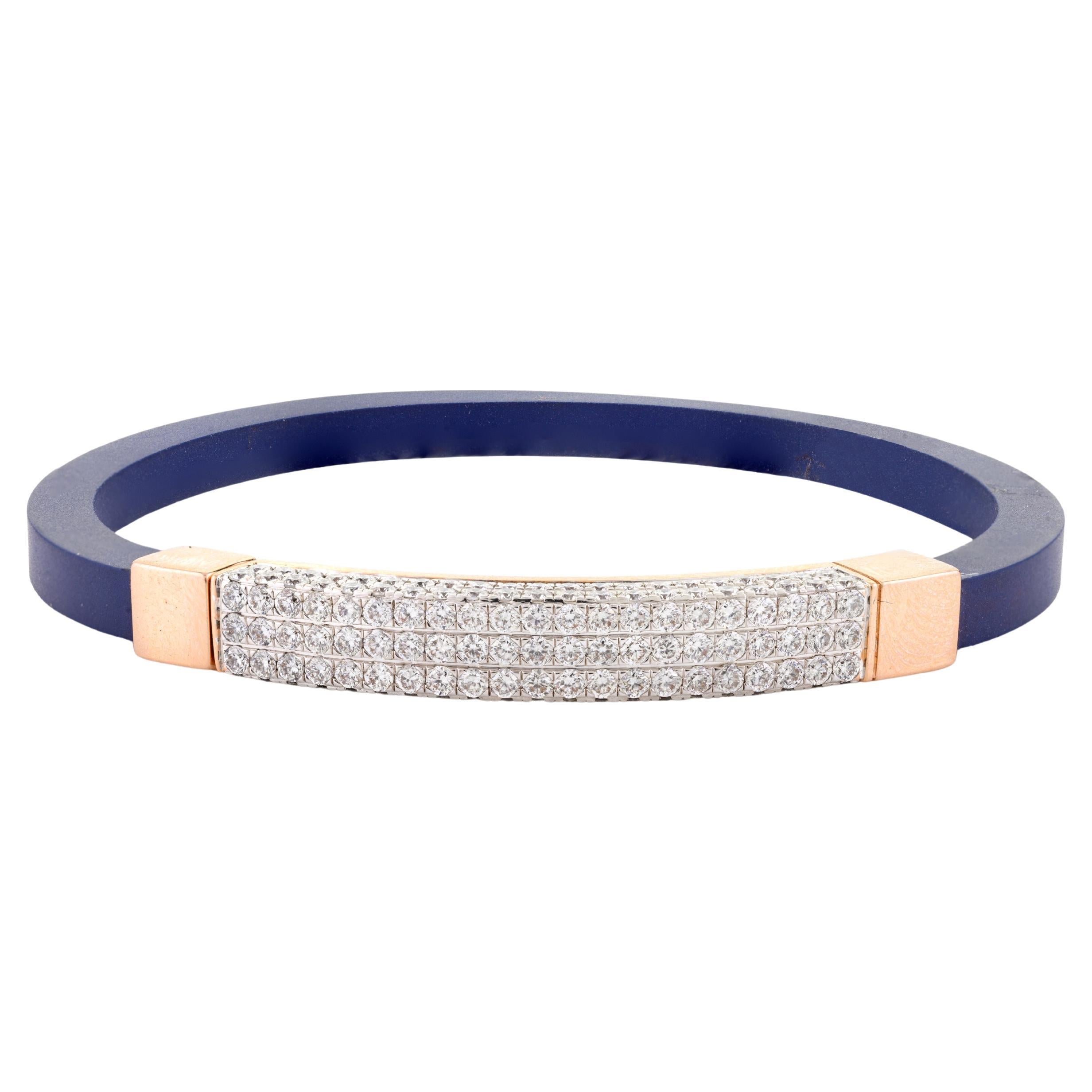 Pave Set Natural Diamond Mens Adjustable Bracelet in 18k Yellow Gold