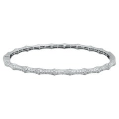 Pave Set Round Cut Diamond Bangle Bracelet 18K White Gold 0.94Cttw