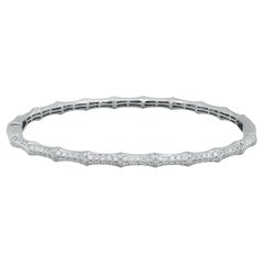 Pave Set Round Cut Diamond Bangle Bracelet 18K White Gold 0.94Cttw 