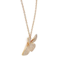 Pave Set Round Cut Diamond Flower Pendant Necklace 18K Yellow Gold 1.07Cttw