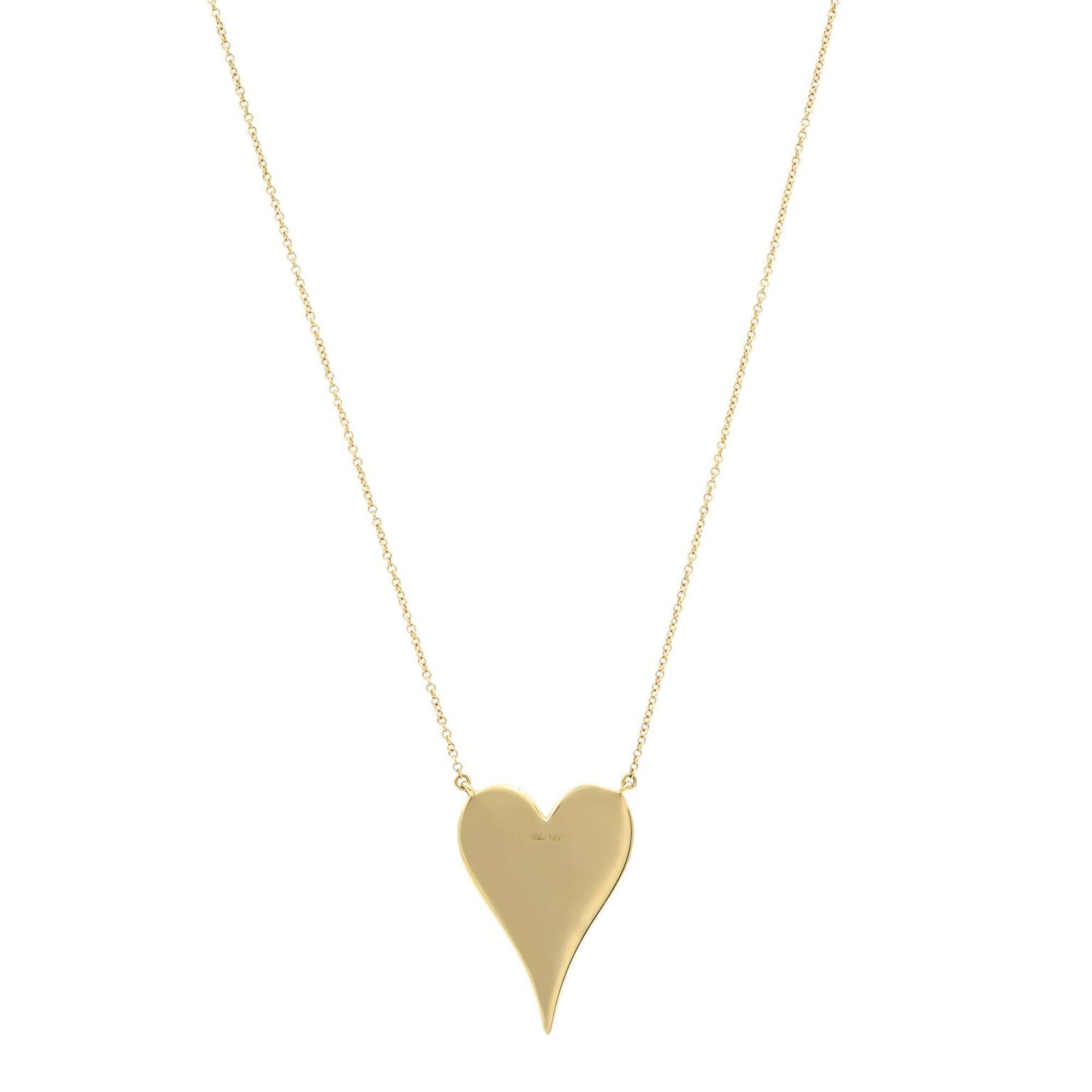 Moderne Collier pendentif cœur en or jaune 14 carats serti de diamants taille ronde sertis en pavé de 0,83 carat en vente