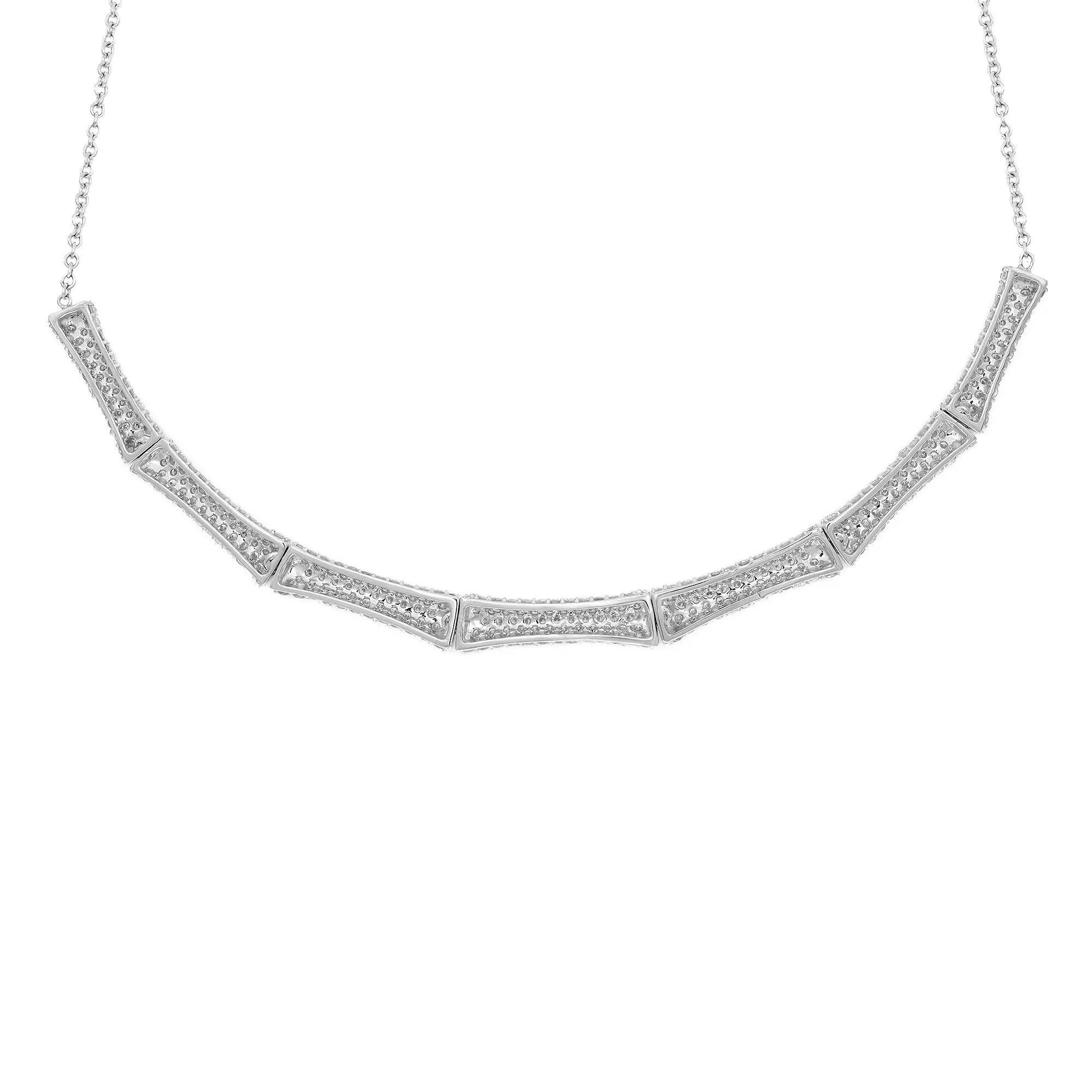 Moderno Collana con diamanti taglio rotondo Pave Set in oro bianco 14K 4.20Cttw in vendita