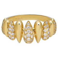 Anello con diamante rotondo incastonato a forma di goccia multipla in oro giallo 18K 0,43Ctw SZ 6.5