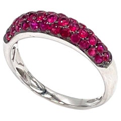 Pave Set Round Rubies in 18K White Gold High Polish Ring