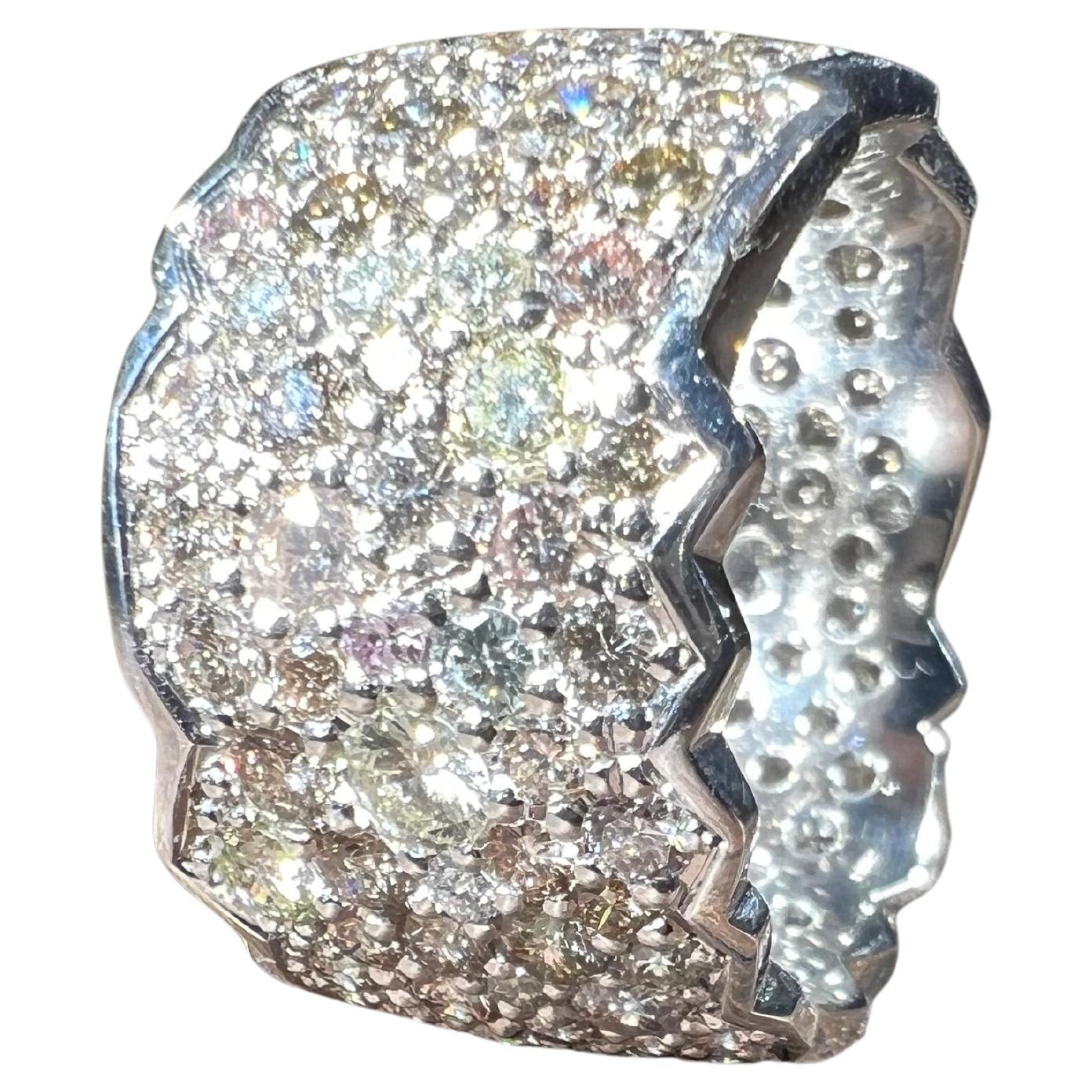 Pavé-set Weissgold Ring 18k mit pastellfarbigen Diamanten 5.56 Carat