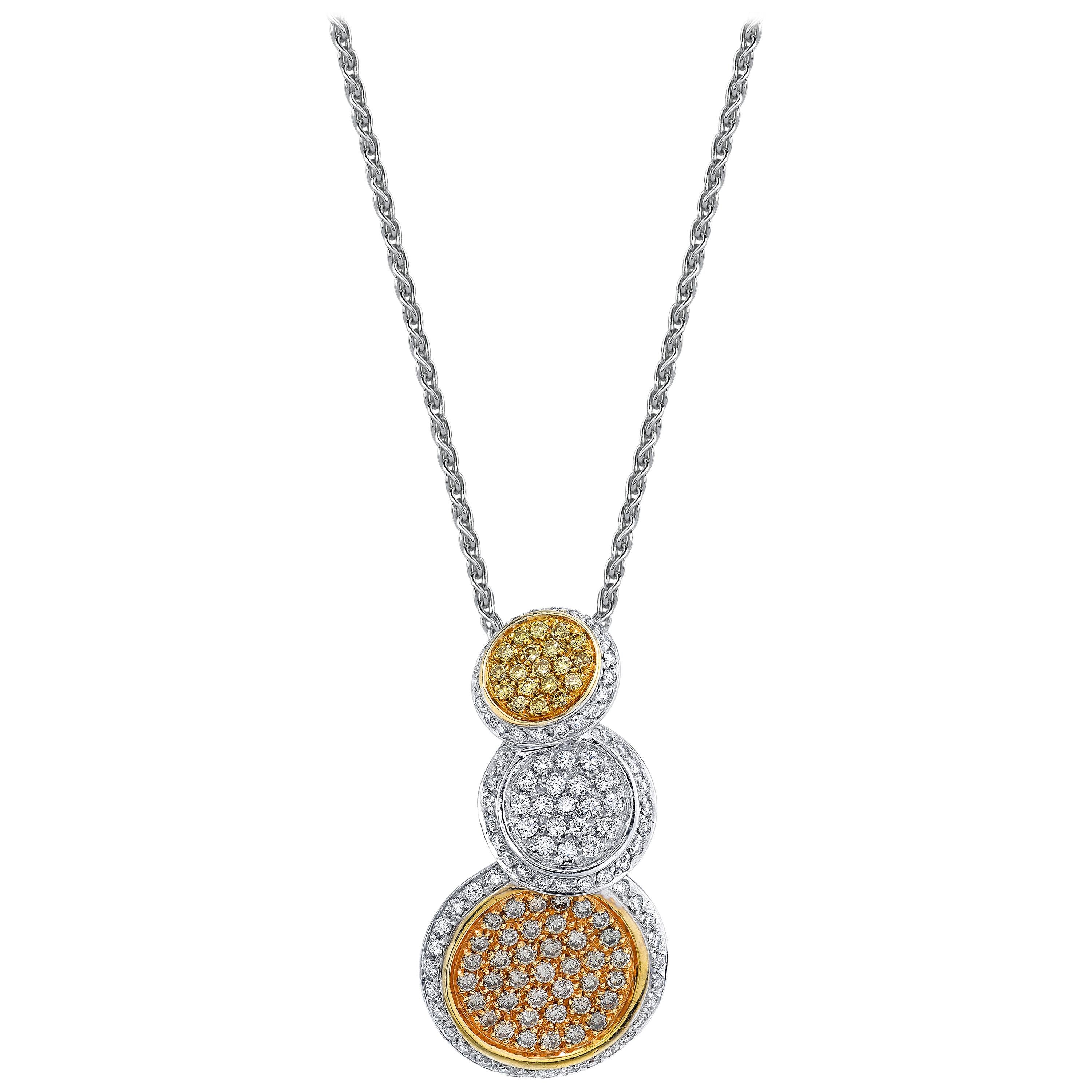 Fancy Colored Diamond Drop Necklace in 18k White, Rose and Yellow Gold
