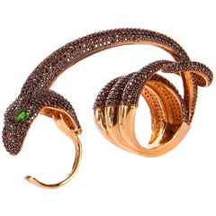 Pave Snake Two Finger Statement Ring Vermeil Gold