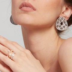 Pave Statement Disk Earrings with Lever Back- Grey