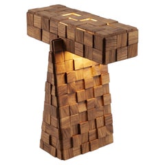 Pavé table lamp, solid wood, Brazilian design, handmade.