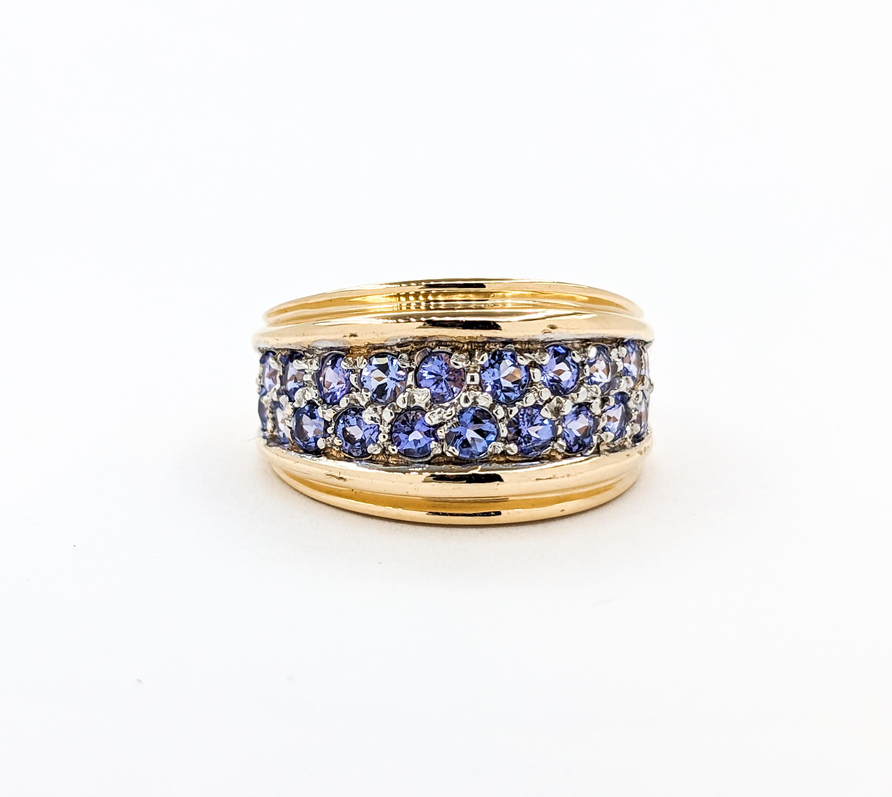 Pave Tanzanite Ring In Yellow Gold 4