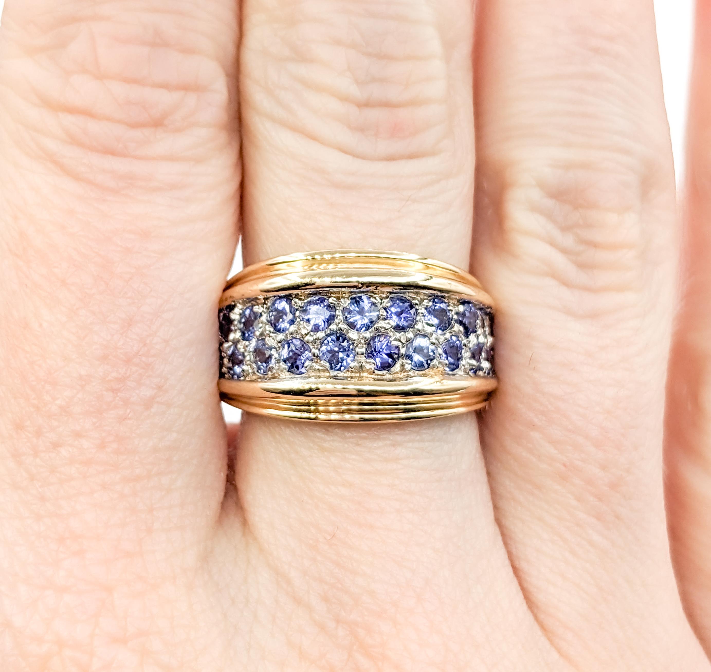 Pave Tanzanite Ring In Yellow Gold In Excellent Condition In Bloomington, MN