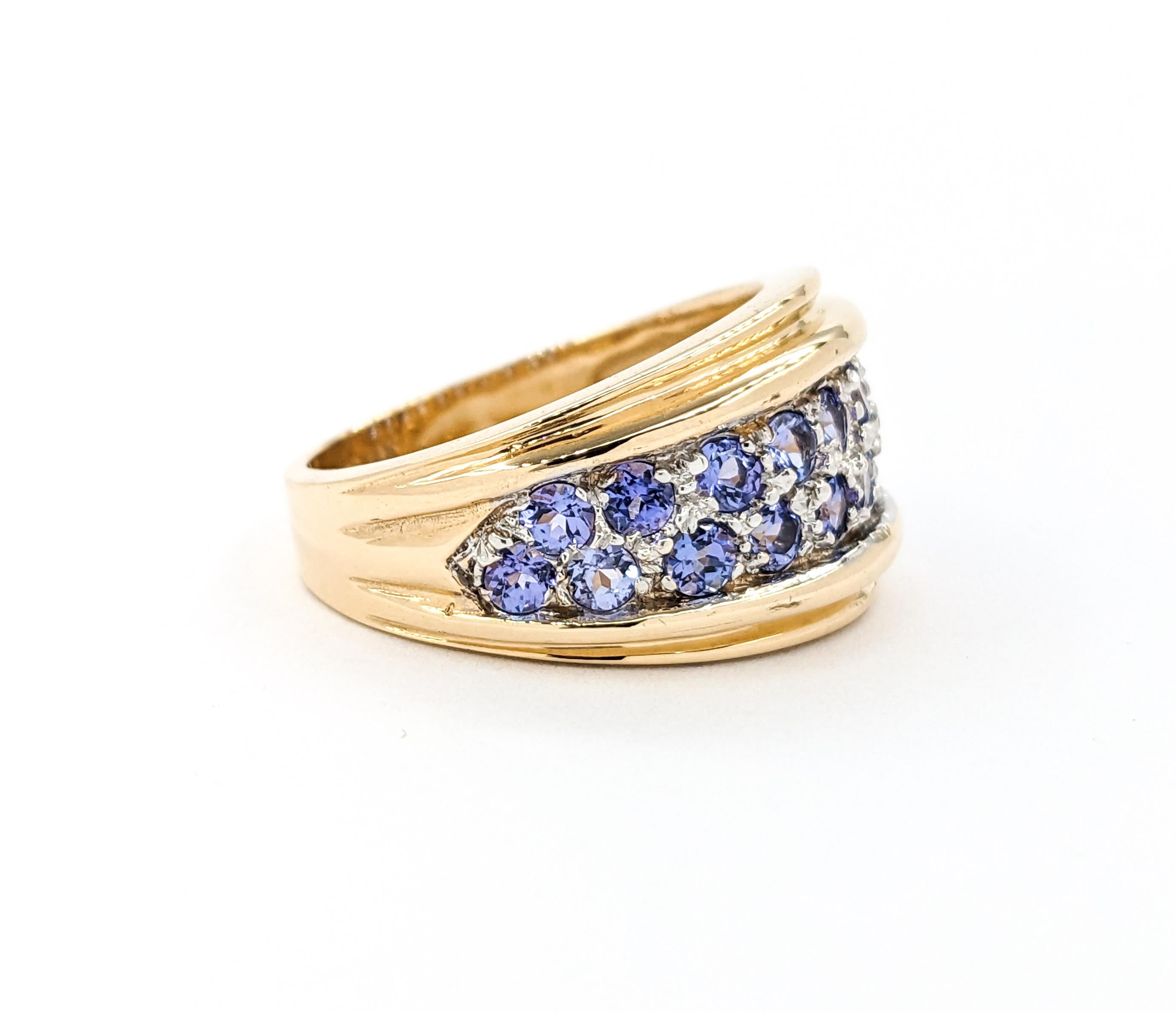 Women's Pave Tanzanite Ring In Yellow Gold