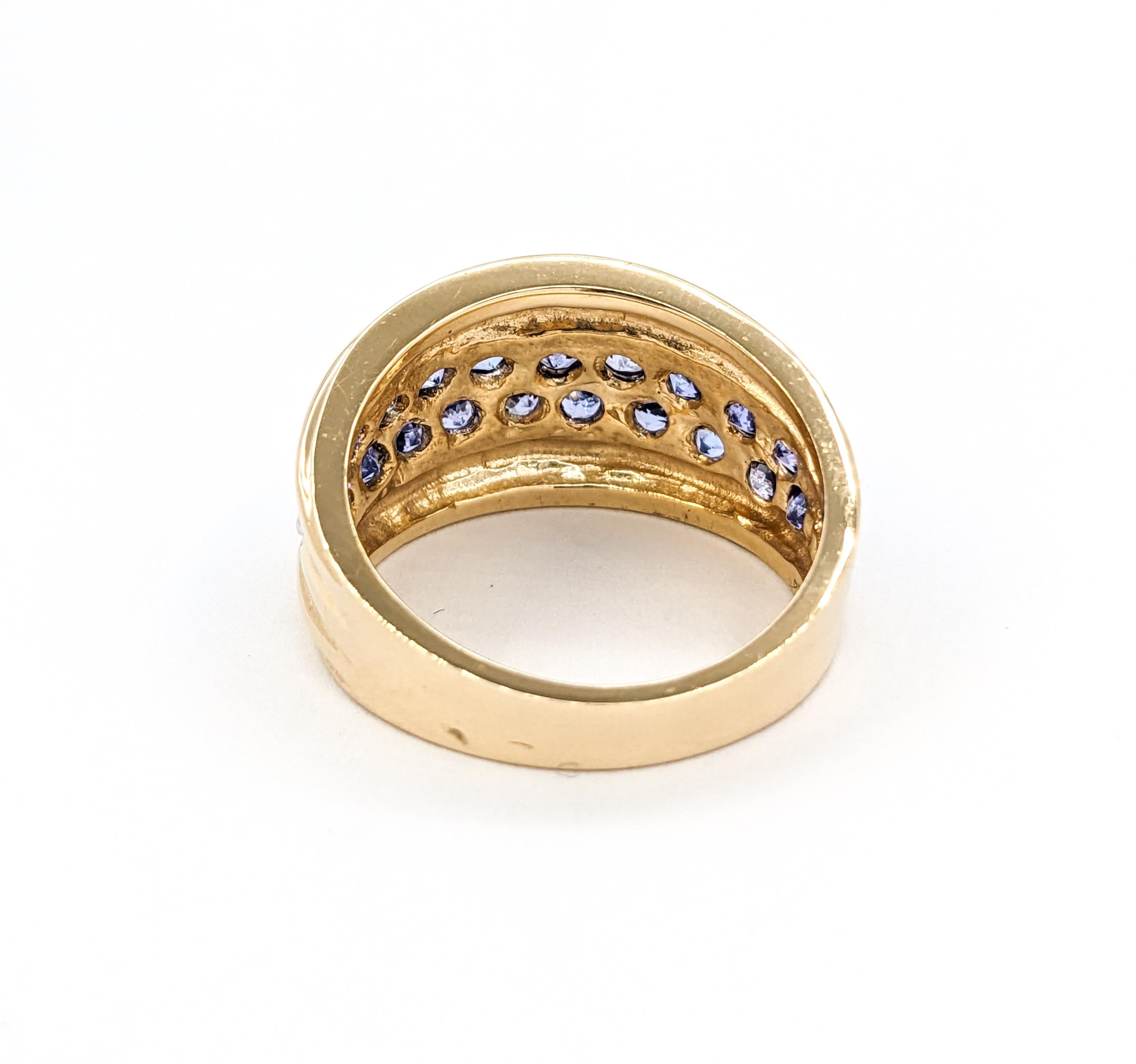 Pave Tanzanite Ring In Yellow Gold 1