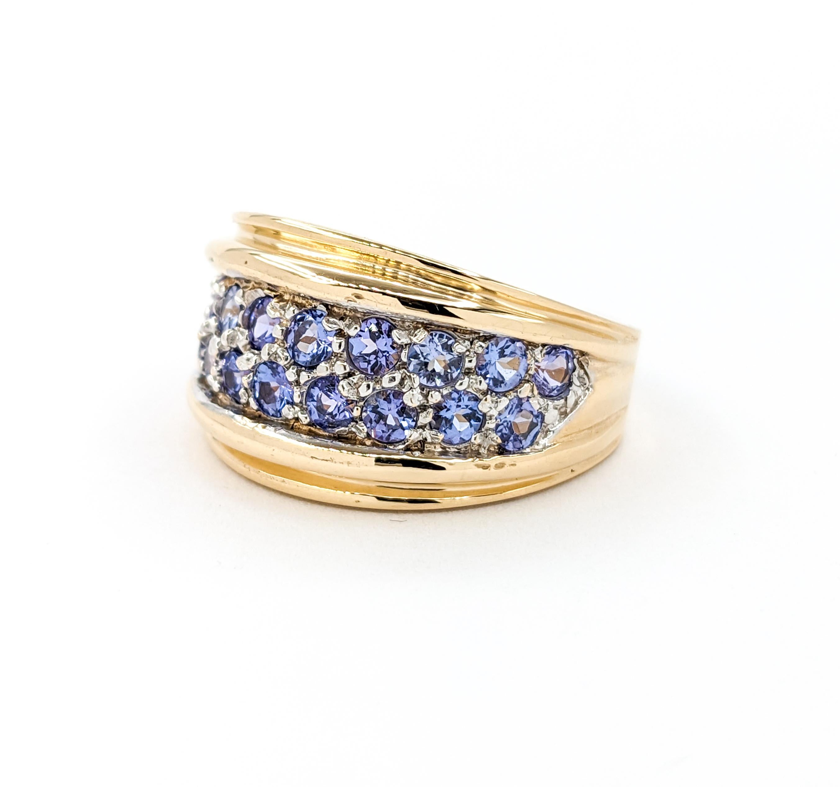 Pave Tanzanite Ring In Yellow Gold 2