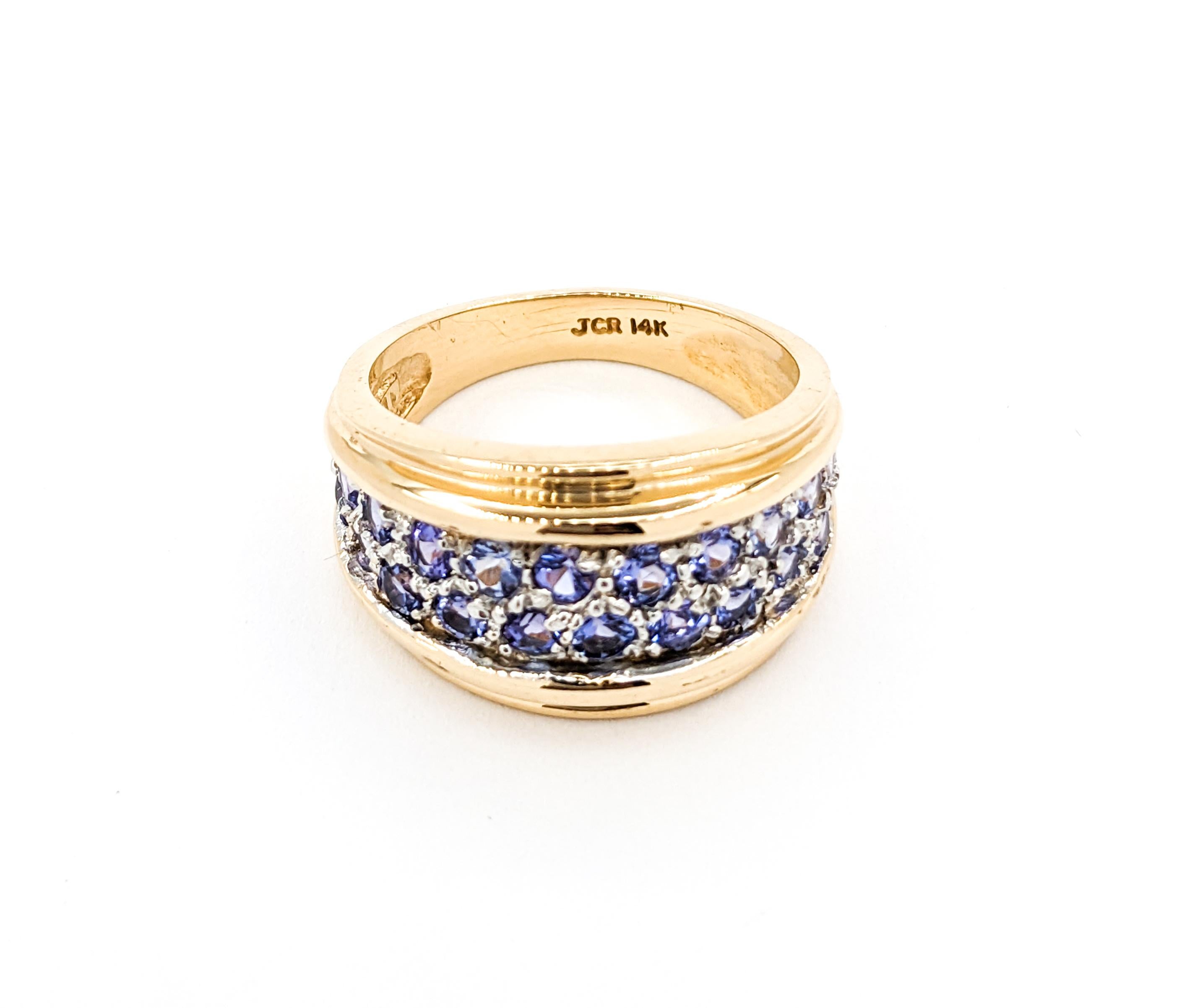 Pave Tanzanite Ring In Yellow Gold 3