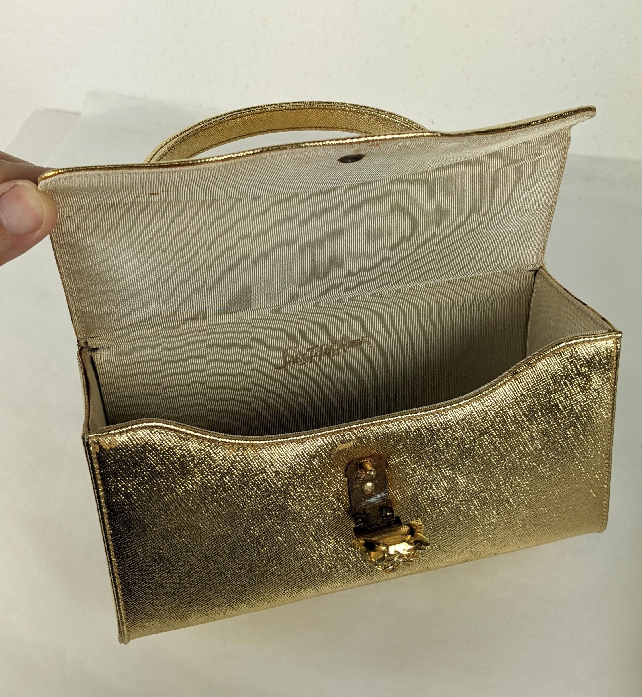 Pave Tiger Head Gold Leatherette Box Bag In Good Condition For Sale In New York, NY